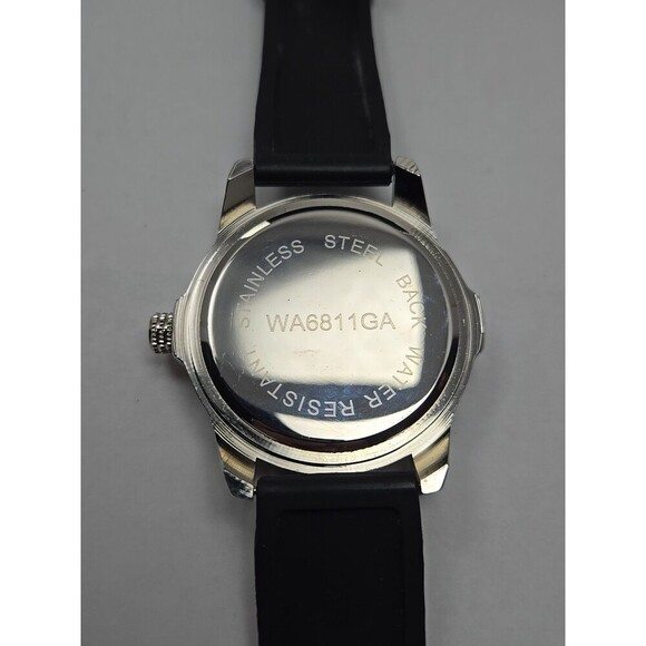 Techno King 51mm Iced Out Crystal Bezel Dial Black Strap Quartz Mens New Battery - Picture 2 of 9